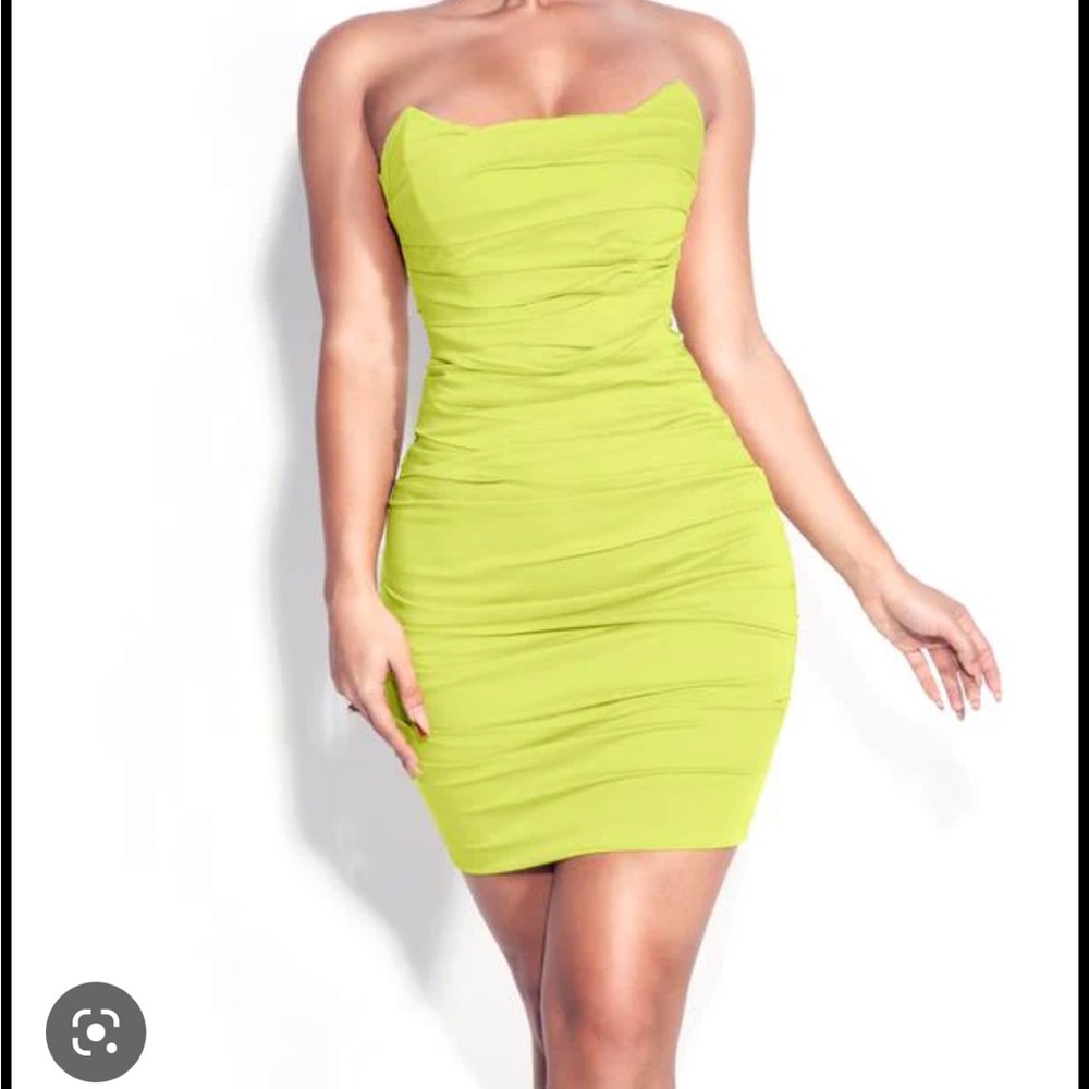 Miss Circle Estella Lime Corset Ruched Dress
